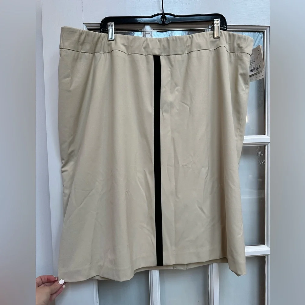 Doncaster Cream A-Line Skirt Black Stripe Career Chic Designer Plus Size 22W NWT